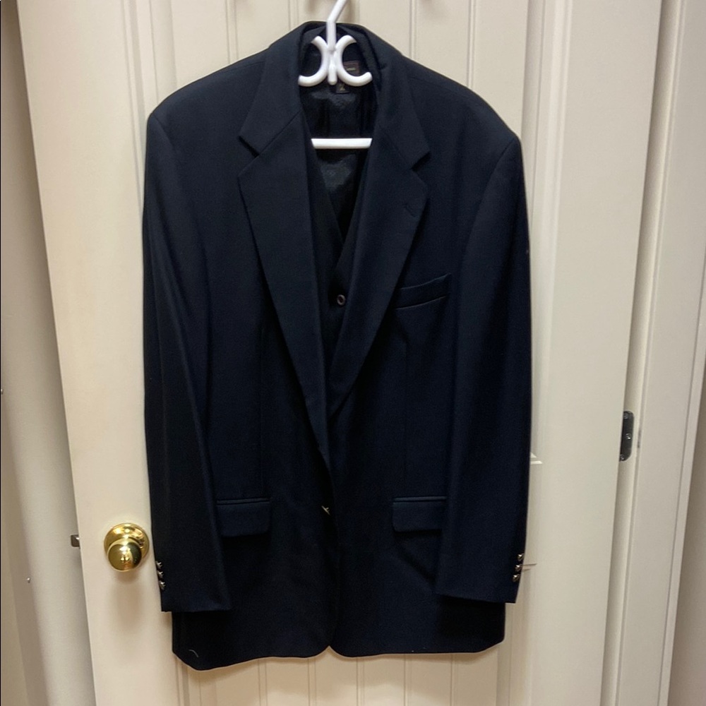 Oscar de la Renta Black Sport Coat Blazer with Vest